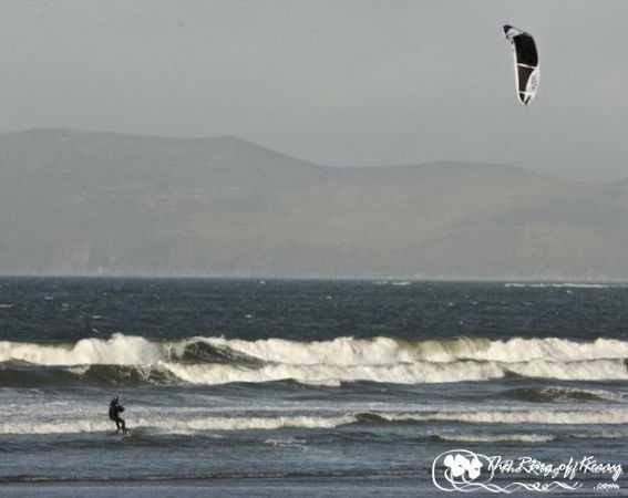 Kite Surfing on Rossbeigh Beach, The Ring of Kerry, Ireland Kite Surfing on Rossbeigh Beach, The Ring of Kerry, Ireland